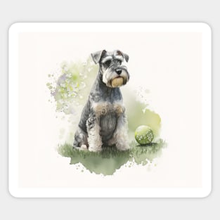 Miniature Schnauzer Watercolour Painting Sticker